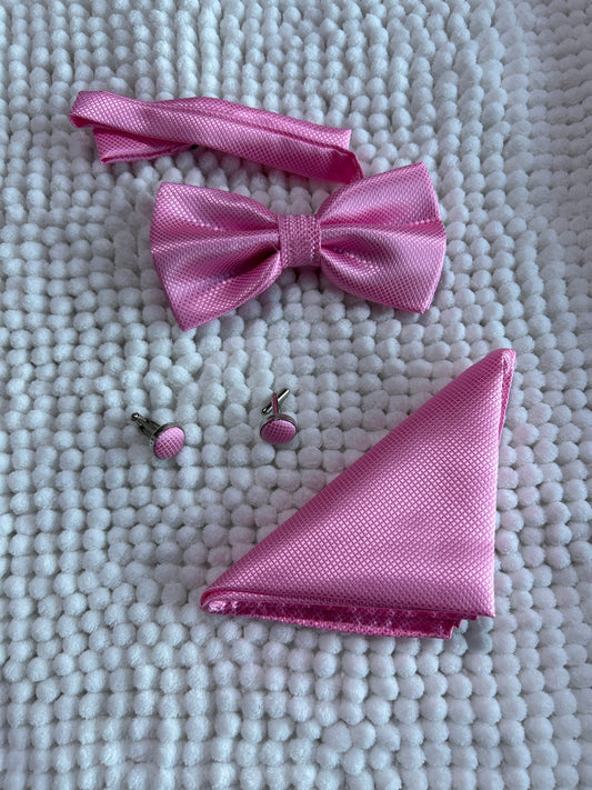 Pink diamond Bow Tie and Pocket Square set