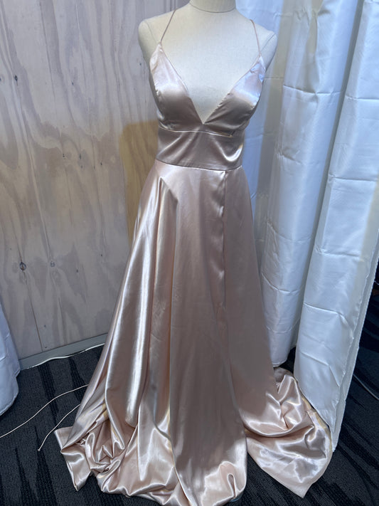 Skye satin light pink Wrap Gown