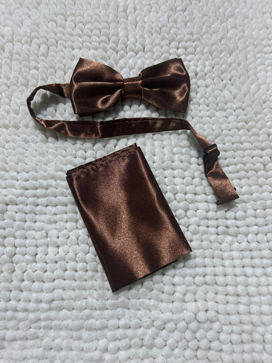 Brown Bow Tie and Pocket Square