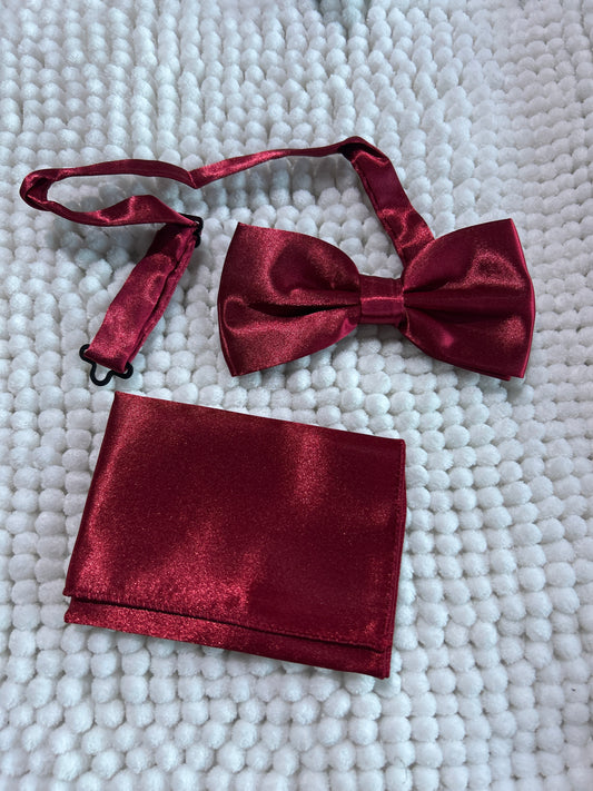 Dark Red Bow Tie and Pocket Square