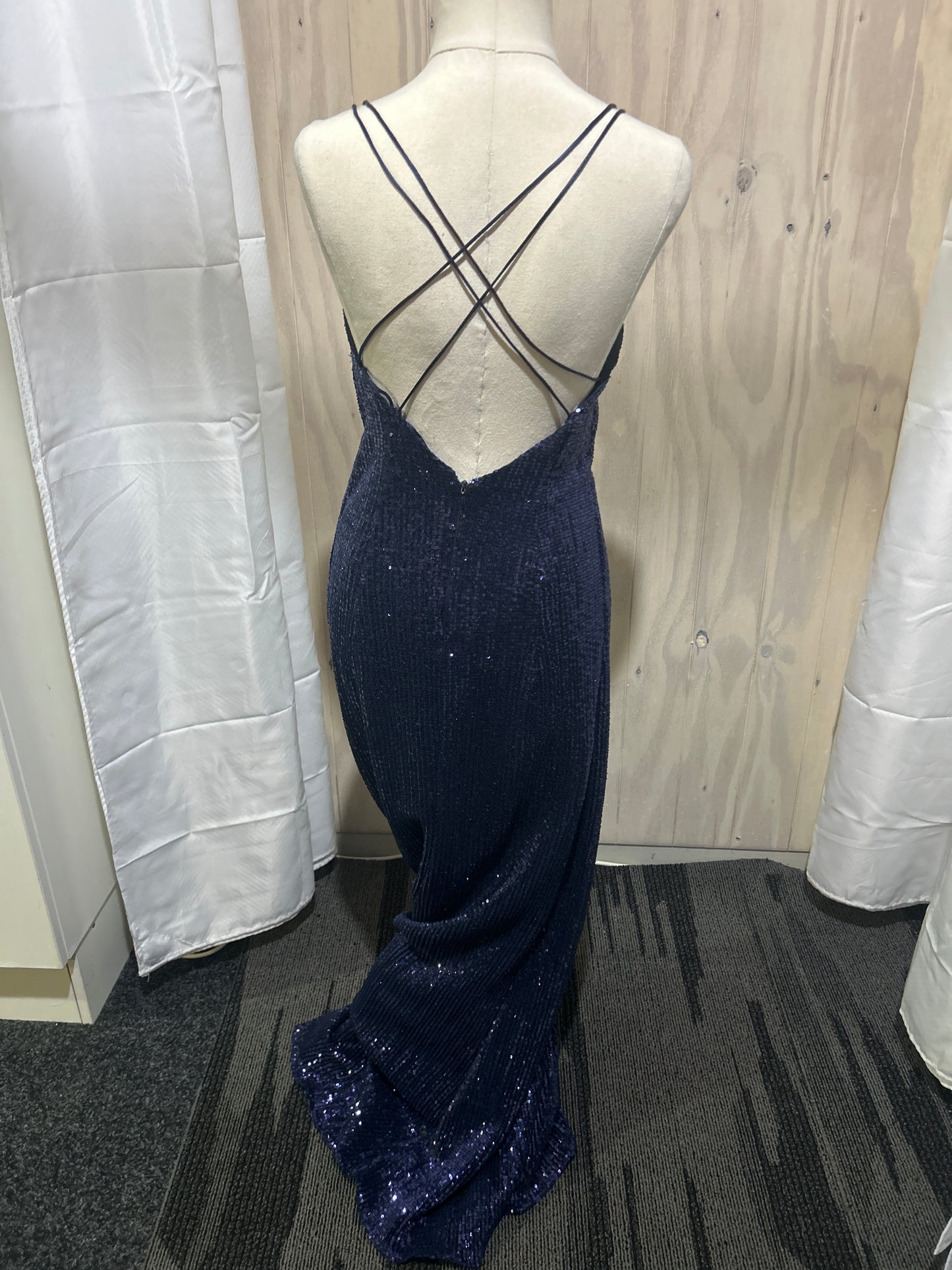 Starfire Navy Sequin Gown