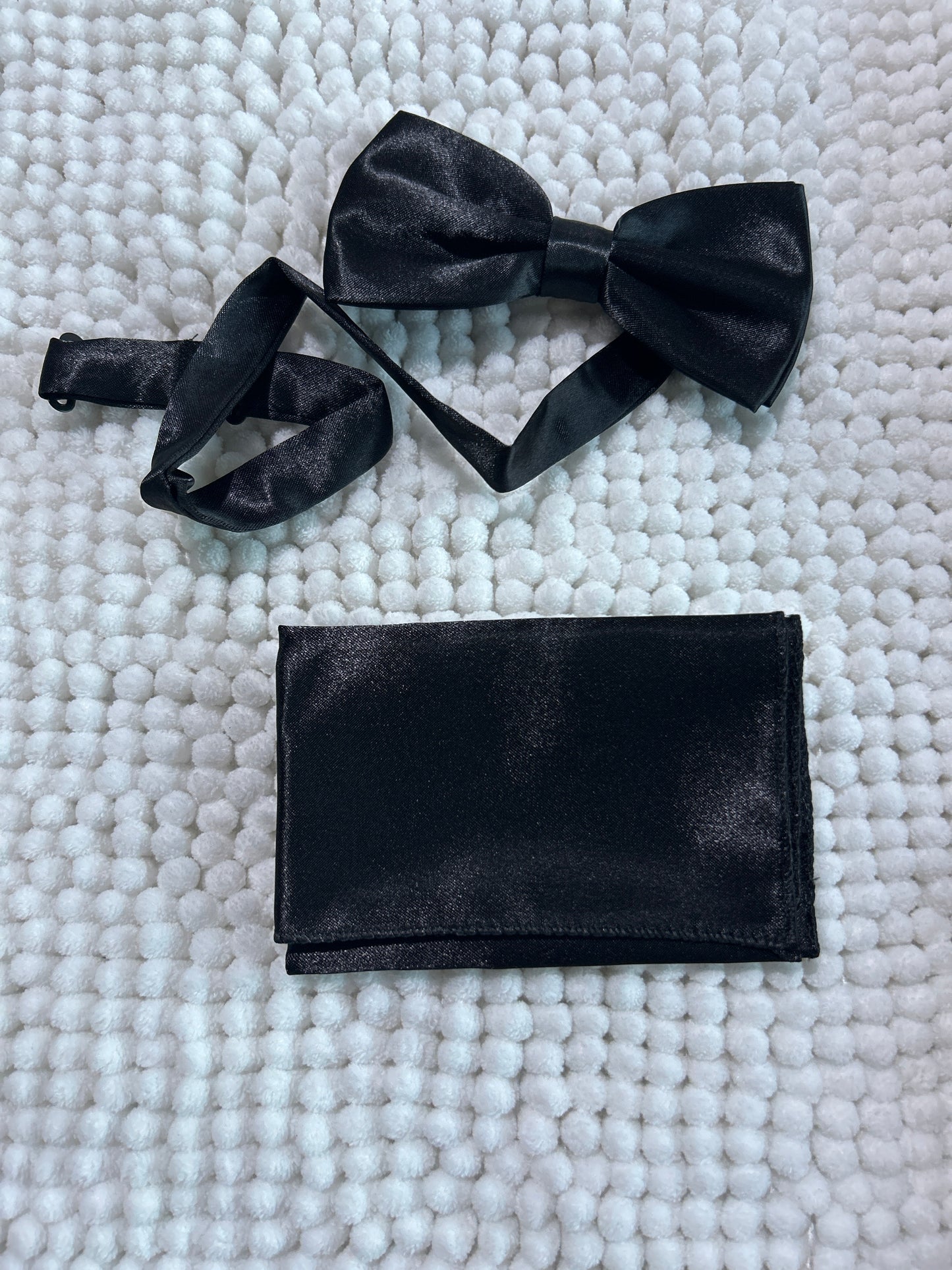 Black Bow Tie and Pocket Square