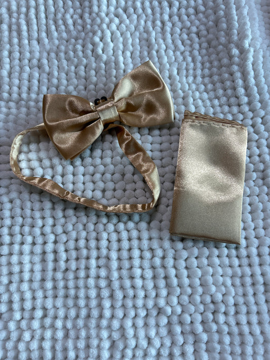 Champagne/Light Brown  Bow Tie and Pocket Square