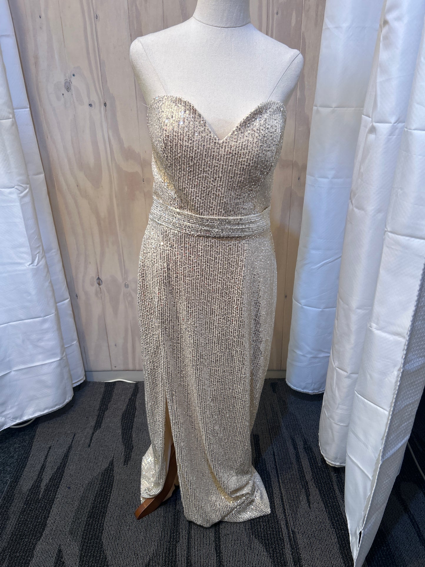Beige sequin Sweetheart Gown