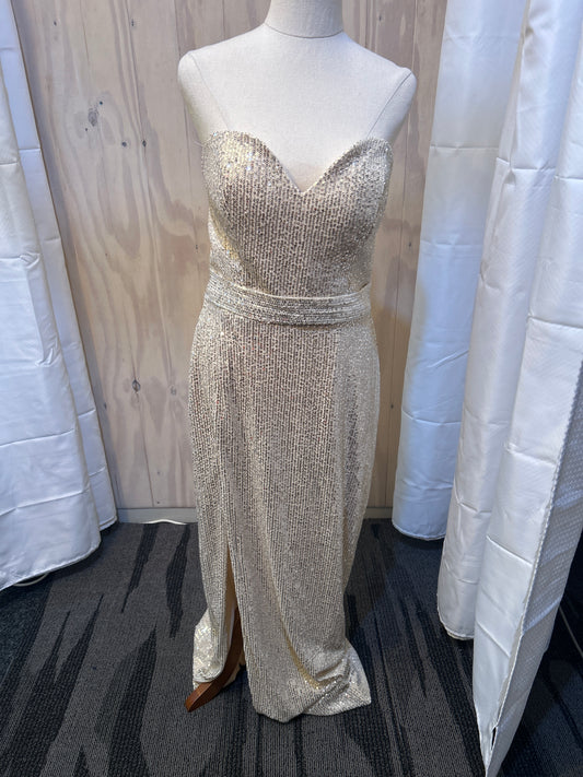 Beige sequin Sweetheart Gown
