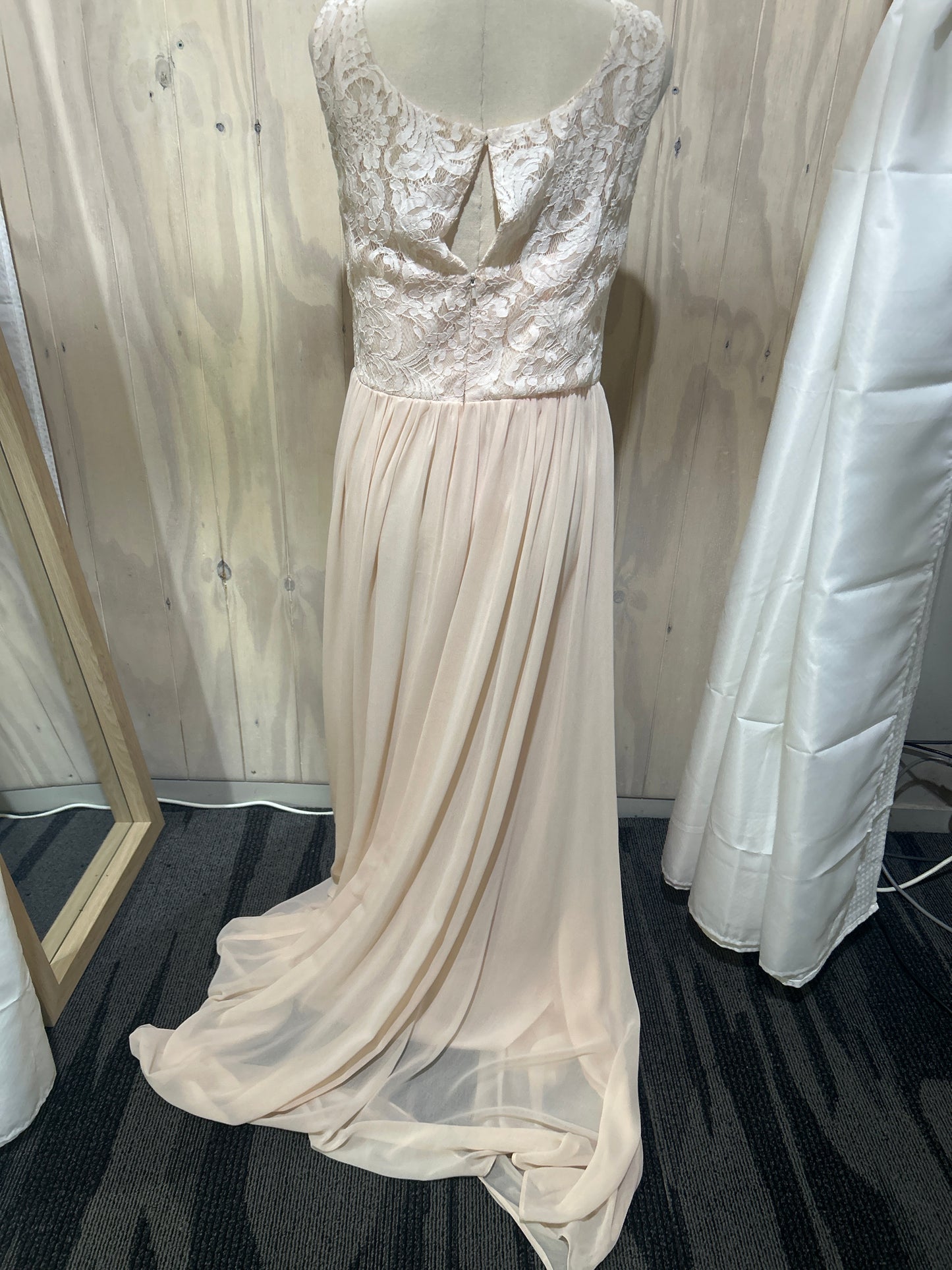 Peach Lace and Chiffon Gown