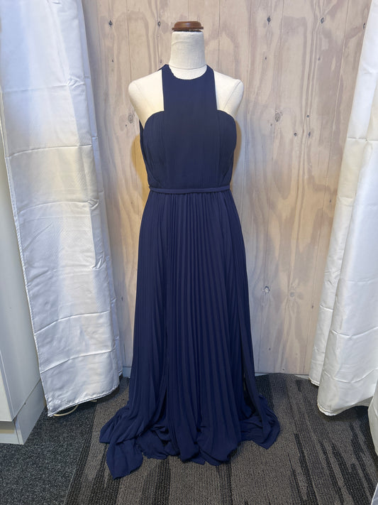 Navy Blue Pleated Gown