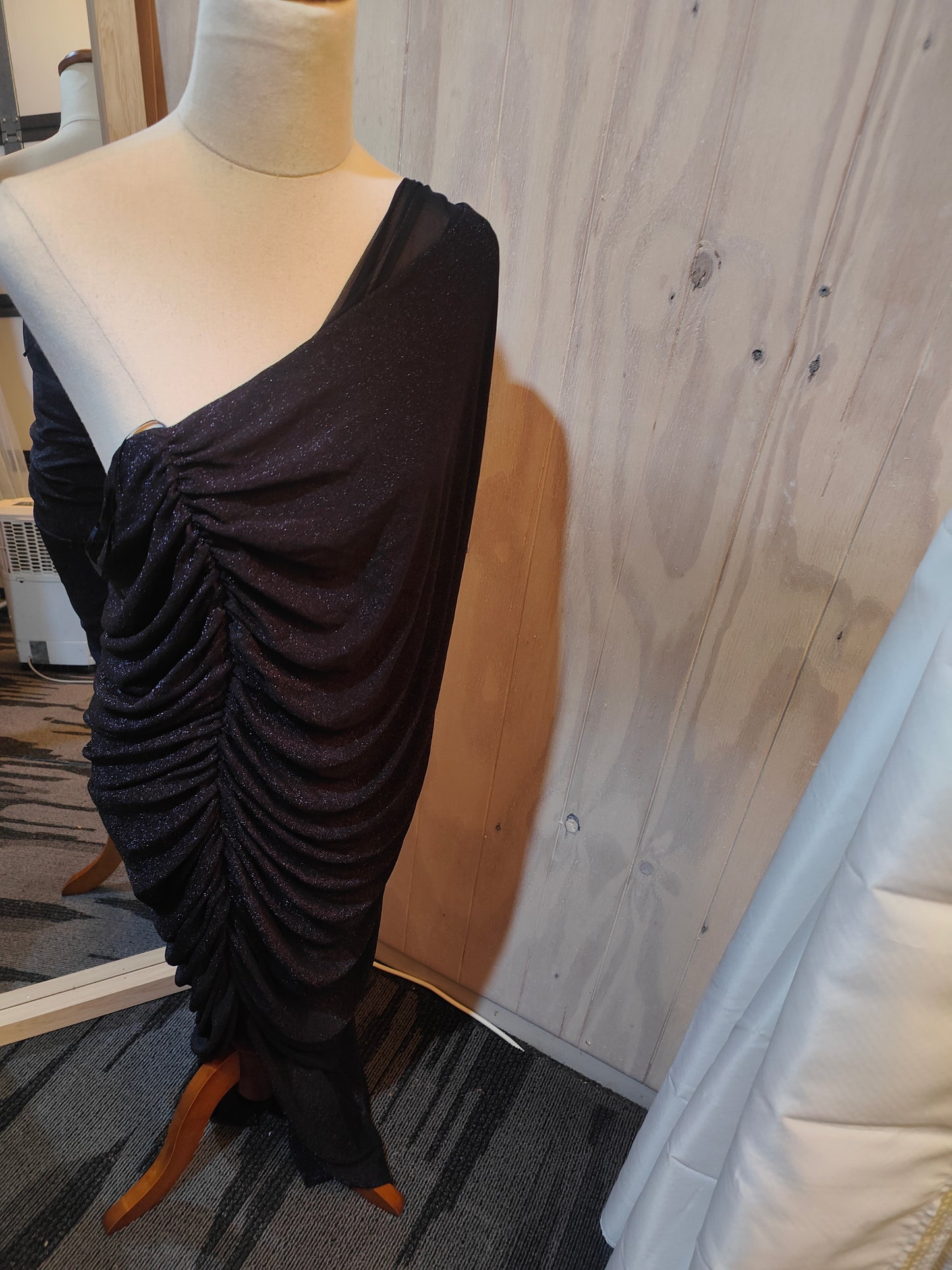 Navy one shoulder sparkle Gown