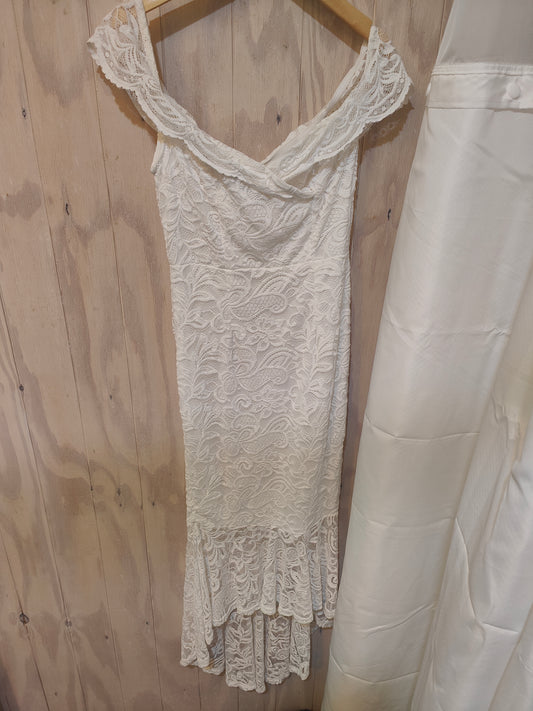 White Lace Off-the-Shoulder Dress