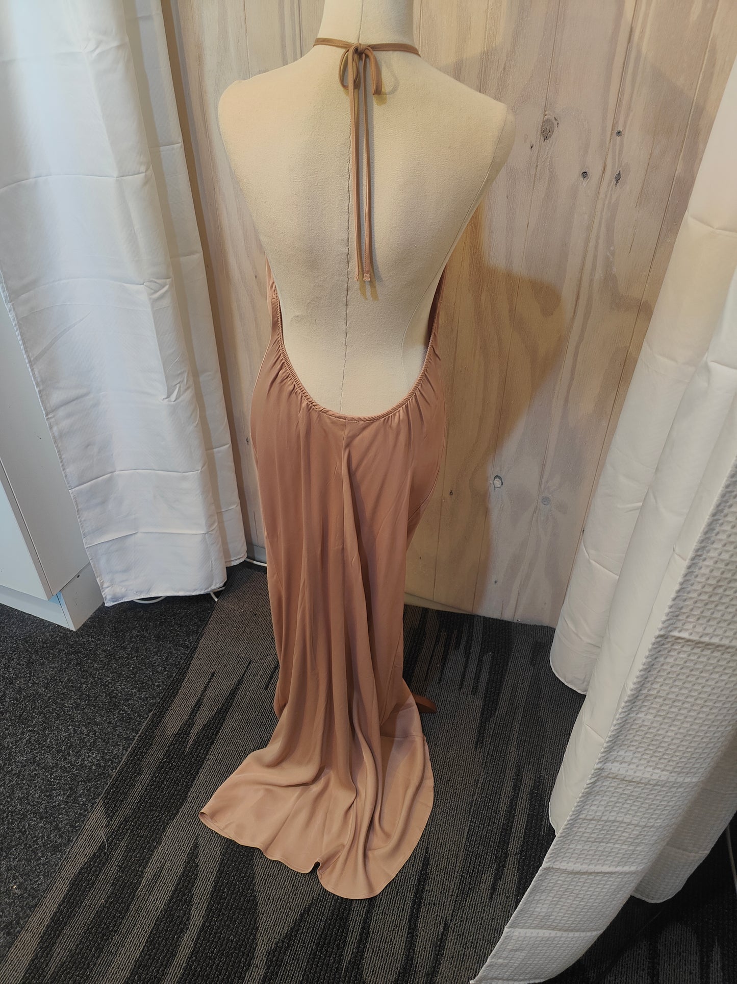 Golden Bloom Satin Gown